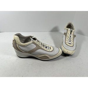 TOD'S Women White Patent Trim Lace Up Leather Sneakers Size US 7.5 Euro 38